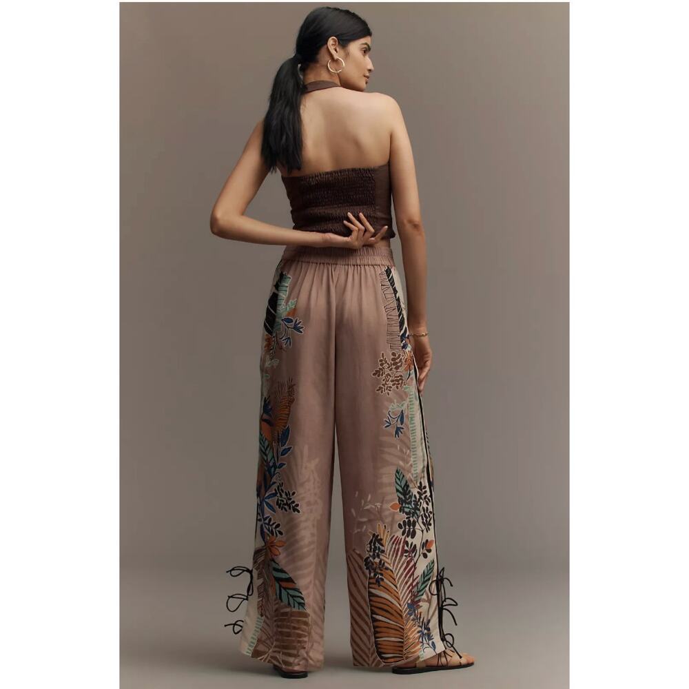 Anthropologie Ranna Gill Linen Blend Printed Side-Bow Wide-Leg Pants SMALL - Picture 10 of 10